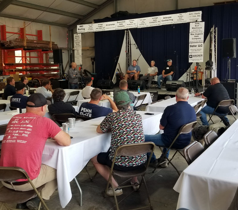 Panel discussions at the Slate Roofing Contractors Association conference in 2025.