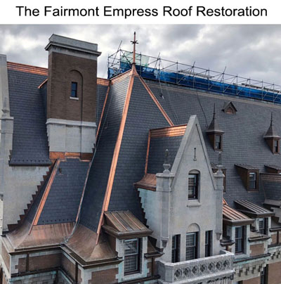 Grist Slate and Tile placed as a finalist in the steep slope category with the incredible Fairmont Empress roof restoration in Canada: