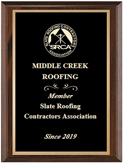 Slate Roofing Contractors Association membership plaque
